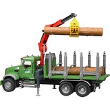 bruder 02824 MACK Granite Holztransport-LKW, Modellfahrzeug grün, mit 3 Baumstämmen