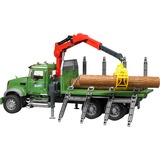 bruder 02824 MACK Granite Holztransport-LKW, Modellfahrzeug grün, mit 3 Baumstämmen