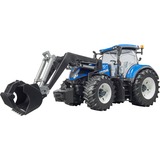 bruder 03121 New Holland T7.315 , Modellfahrzeug blau/grau, mit Frontlader