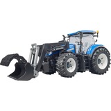 bruder 03121 New Holland T7.315 , Modellfahrzeug blau/grau, mit Frontlader