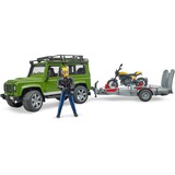 bruder Land Rover Defender mit Anhänger, Scrambler Ducati Full Throttle, Modellfahrzeug Inkl. Fahrer