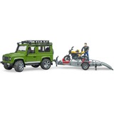 bruder Land Rover Defender mit Anhänger, Scrambler Ducati Full Throttle, Modellfahrzeug Inkl. Fahrer