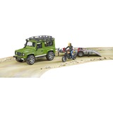 bruder Land Rover Defender mit Anhänger, Scrambler Ducati Full Throttle, Modellfahrzeug Inkl. Fahrer