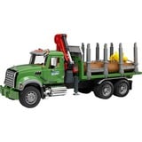 bruder MACK Granite Holztransport-LKW, Modellfahrzeug grün, mit 3 Baumstämmen