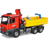 bruder Mercedes-Benz Arocs Baustellen-LKW mit Kran, Schaufelgreifer, Palettengabeln und 2 Paletten, Modellfahrzeug 