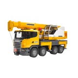 bruder SCANIA R-Serie Liebherr Kran-LKW, Modellfahrzeug gelb, mit Light and Sound Modul