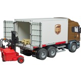 bruder Scania R-Serie UPS Logistik-LKW , Modellfahrzeug mit Mitnahmestapler
