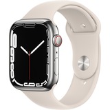 Apple Watch Series 7, Smartwatch silber/beige, 45 mm, Sportarmband, Edelstahl-Gehäuse, LTE