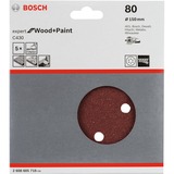 Bosch Schleifblatt C430 Expert for Wood and Paint, Ø 150mm, K80 5 Stück, für Exzenterschleifer