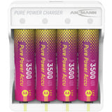 Ansmann Lithium-Ladegerät Pure Power Set 4× Mignon AA Akkus und Lademodul weiß/mehrfarbig