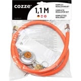 Cozze Gasregler-Set für 13" und 17"-Pizzaofen, Druckminderer orange, 1,10 Meter Schlauch