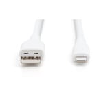 Digitus USB 2.0 Silikon-Kabel USB-A > Lightning, MFI zertifiziert weiß, 1 Meter, PD, Laden mit bis zu 12 Watt