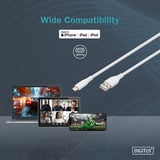 Digitus USB 2.0 Silikon-Kabel USB-A > Lightning, MFI zertifiziert weiß, 1 Meter, PD, Laden mit bis zu 12 Watt