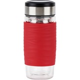 Emsa TEA MUG Thermo-Teebecher 0,4 Liter rot/transparent, Glas, Drehverschluss