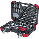 GEDORE red Steckschlüssel-Satz 1/4" + 1/2", 92-teilig rot/schwarz, mit 2 Umschalt-Knarren, SW 4mm - 32mm