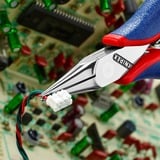KNIPEX Elektronik-Greifzange 35 22 115, Elektronik-Zange rot/blau, glatte Greifflächen, Länge 115mm