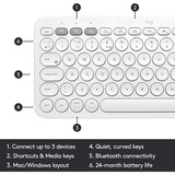 Logitech K380 Multi-Device, Tastatur weiß, DE-Layout, Bluetooth, für Windows/macOS/iPadOS/Chrome OS/Android