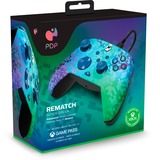 PDP Rematch Advanced Wired Controller - Glitch Green, Gamepad grün/lila, für Xbox Series X|S, Xbox One, PC
