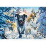 Schmidt Spiele Mark Fredrickson: Hundeliebe - schwarzer Labrador im Schnee, Puzzle 1000 Teile