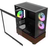 Thermaltake View 170 WS ARGB , Tower-Gehäuse schwarz/holz, Tempered Glass x 2, Holz-Struktur