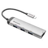 Verbatim USB-C Multiport-Hub 4xUSB 3.2, USB-Hub silber