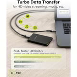 goobay USB4 Gen 3x2 Kabel, USB-C Stecker > USB-C Stecker, 40Gbit/s schwarz/grau, 1,5 Meter, PD, Laden mit bis zu 240 Watt