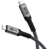 goobay USB4 Gen 3x2 Kabel, USB-C Stecker > USB-C Stecker, 40Gbit/s schwarz/grau, 1,5 Meter, PD, Laden mit bis zu 240 Watt