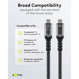 goobay USB4 Gen 3x2 Kabel, USB-C Stecker > USB-C Stecker, 40Gbit/s schwarz/grau, 1,5 Meter, PD, Laden mit bis zu 240 Watt