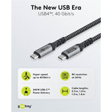goobay USB4 Gen 3x2 Kabel, USB-C Stecker > USB-C Stecker, 40Gbit/s schwarz/grau, 1,5 Meter, PD, Laden mit bis zu 240 Watt