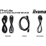 iiyama ProLite LH7564UHS-B1AG, Public Display schwarz (matt), UltraHD/4K, VA, WiFi, Fernbedienung