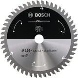 Bosch Kreissägeblatt Standard for Aluminium, Ø 136mm, 50Z Bohrung 15,875mm, für Akku-Handkreissägen