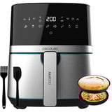 Cecotec Heißluftfritteuse CecoFry Full InoxBlack 5500 Pro, mit Zubehör schwarz/edelstahl, 1.700 Watt, Korb 5,5 Liter, mit Silikon-Zubehörpaket
