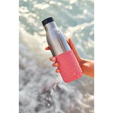 Emsa BLUDROP Sleeve Isoliertrinkflasche 0,5 Liter, Thermosflasche koralle, Edelstahl, Silikonmanschette