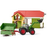 Schleich Farm World Traktor mit Anhänger, Spielfahrzeug grün/rot