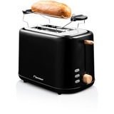 Bestron Toaster ATO850BW schwarz/holz, 800 Watt, für 2 Scheiben Toast