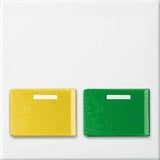 Busch-Jaeger Zentralscheibe als Abdeckung für Abstelltaster mit gelber und grüner Abstelltaste weiß, Retail