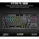 Corsair K70 RGB TKL Generalüberholt, Gaming-Tastatur schwarz, US-Layout, Corsair OPX