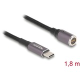 DeLOCK Notebook Ladekabel USB-C Stecker > magnetischer 8 Pin Konnektor anthrazit/schwarz, 1,8 Meter, gesleevt, nur Ladefunktion