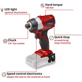 EINHELL Professional Akku-Schlagschrauber TE-CI 18 Li Brushless -solo, 18Volt rot/schwarz, ohne Akku und Ladegerät