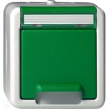 Gira Schutzkontaktsteckdose mit Klappdeckel und Beschriftungsfeld grün, Retail