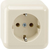 Merten Schutzkontakt-Steckdose Aufputz mit Schraubbefestigung und Steckklemmen Typ F weiß, Retail