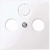 Merten Zentralplatte Antennendose für Antennensteckdose, glänzend, antibakteriell, Thermoplast weiß (glänzend), Retail