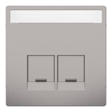 Merten Zentralplatte zweifach mit Schriftfeld und integrierten Verschlussschiebern, Abdeckung grau, Retail