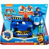 Spin Master Paw Patrol Chases Rise and Rescue wandelbares Spielzeugauto, Spielfahrzeug blau/gelb, Inkl. Actionfiguren und Zubehör