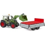 bruder 02182 Fendt Vario 211 mit Frontlader und Bordwandanhänger, Modellfahrzeug 