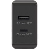 goobay USB-C PD Dual-Schnellladegerät 30 Watt schwarz, 1x USB-A, 1x USB-C PD