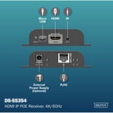 Digitus HDMI IP PoE Receiver, HDMI Verlängerung schwarz, 4K/60Hz