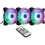 Inter-Tech Argus RS-07 RGB Set120x120x25, Gehäuselüfter schwarz, 3er Set inkl. Fernbedienung, 120 mm