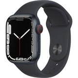 Apple Watch Series 7, Smartwatch schwarz/dunkelblau, 41 mm, Sportarmband, Aluminium-Gehäuse, LTE