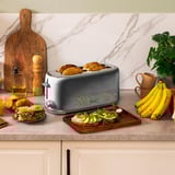 Cecotec Langschlitz-Toaster Toast&Taste 1600 Retro Double Inox edelstahl, 1.630 Watt, für 4 Scheiben Toast